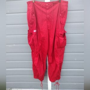 Vintage 90's Red UFO Pants Size Men's L Parachute Cargo Rave Unique Rare Y2K